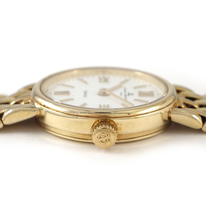 ボーム&メルシエ Baume&Mercier 腕時計 60366 ティファニー Wネーム ホワイト文字盤 ローマンインデックス K14YG クオーツアナログ 【中古】