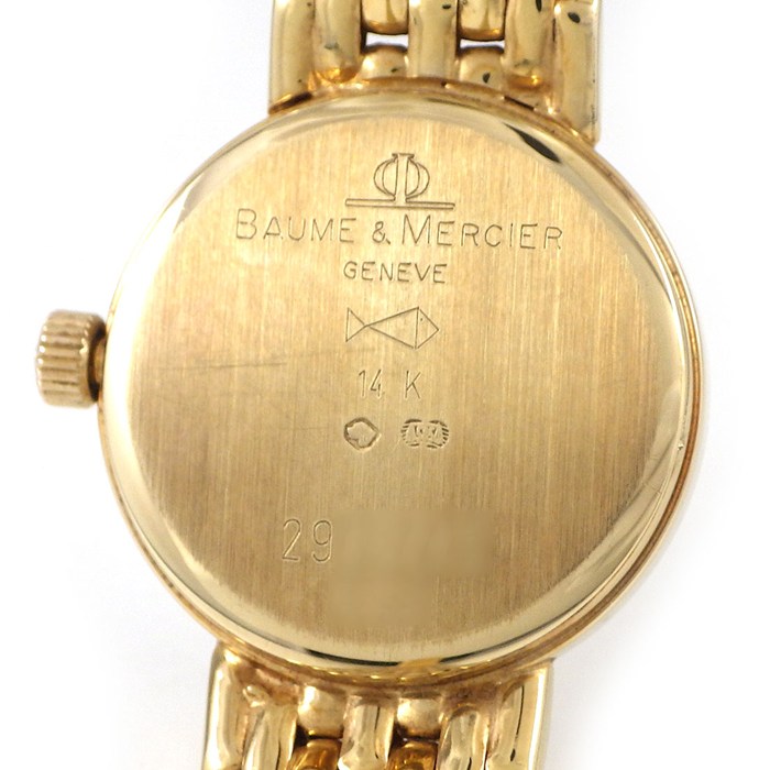 ボーム&メルシエ Baume&Mercier 腕時計 60366 ティファニー Wネーム ホワイト文字盤 ローマンインデックス K14YG クオーツアナログ 【中古】
