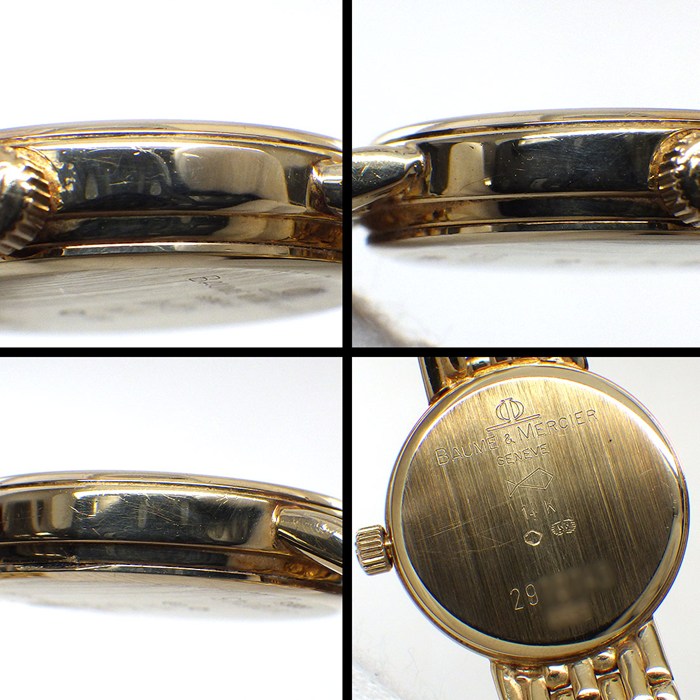 ボーム&メルシエ Baume&Mercier 腕時計 60366 ティファニー Wネーム ホワイト文字盤 ローマンインデックス K14YG クオーツアナログ 【中古】