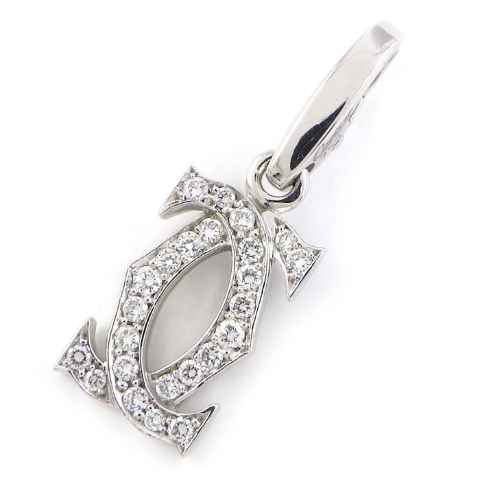 【カルティエ Cartier】チャーム ペンダントトップ アントルラセ 2C C2 ロゴ ダイヤモンド K18WG | ジェイビーワークス ...