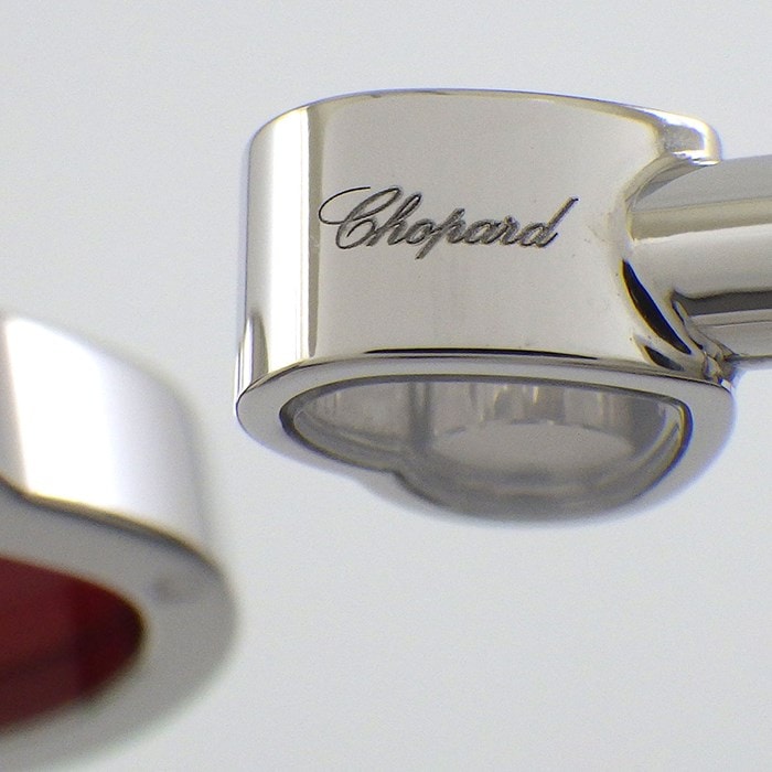 ショパール Chopard バングル ハッピーハート 857482 ムービング 1ポイント ダイヤモンド 0.05ct レッド ストーン K18WG 【中古】