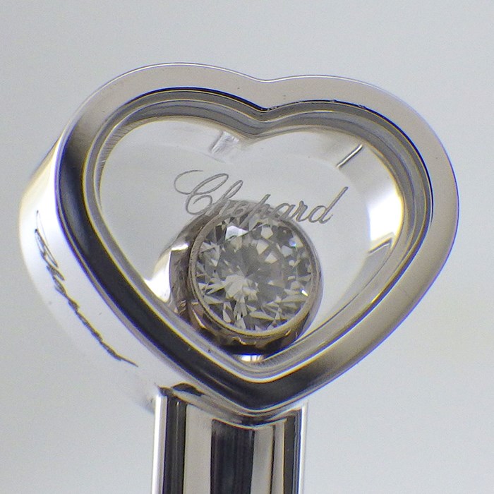 ショパール Chopard バングル ハッピーハート 857482 ムービング 1ポイント ダイヤモンド 0.05ct レッド ストーン K18WG 【中古】