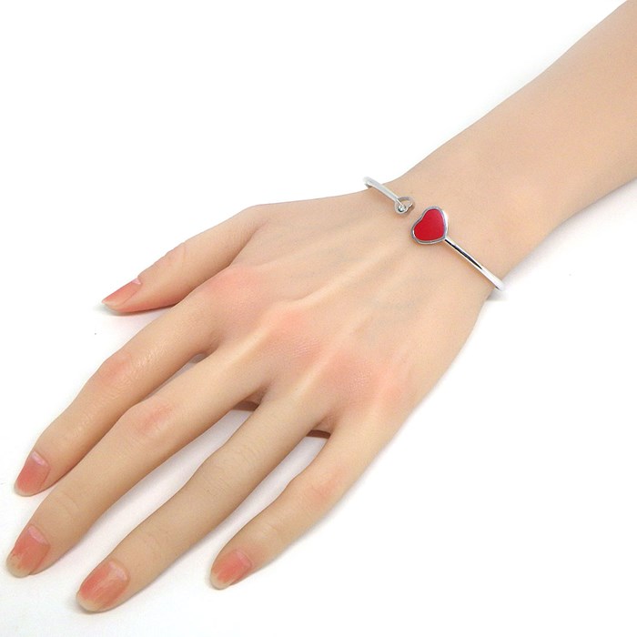 ショパール Chopard バングル ハッピーハート 857482 ムービング 1ポイント ダイヤモンド 0.05ct レッド ストーン K18WG 【中古】