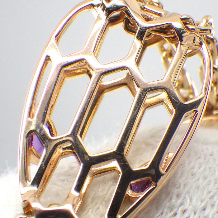 ブルガリ BVLGARI ブレスレット セルペンティ ダブルチェーン 2ポイント ペアシェイプ アメジスト K18PG / #ML 【中古】