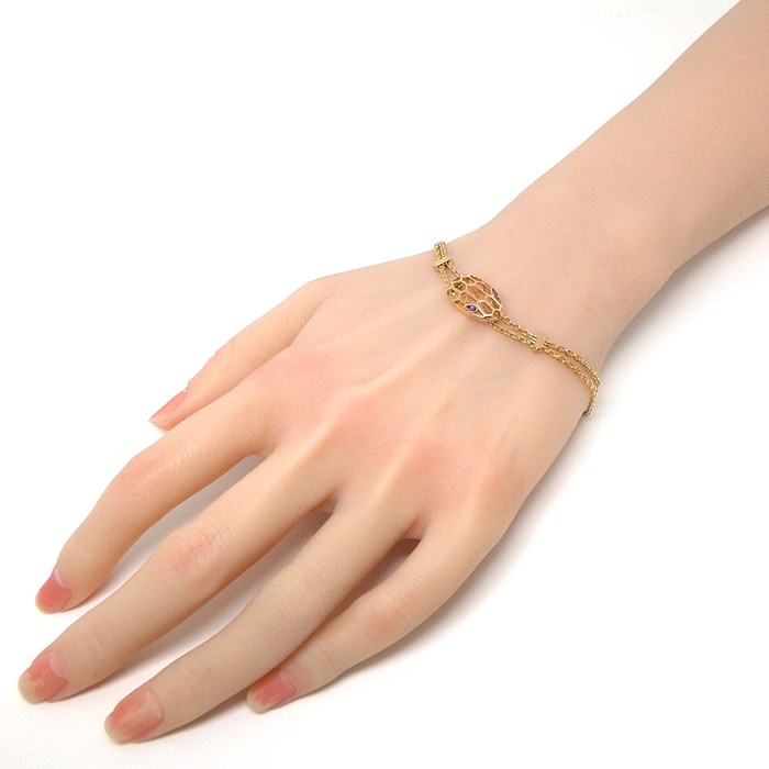 ブルガリ BVLGARI ブレスレット セルペンティ ダブルチェーン 2ポイント ペアシェイプ アメジスト K18PG / #ML 【中古】
