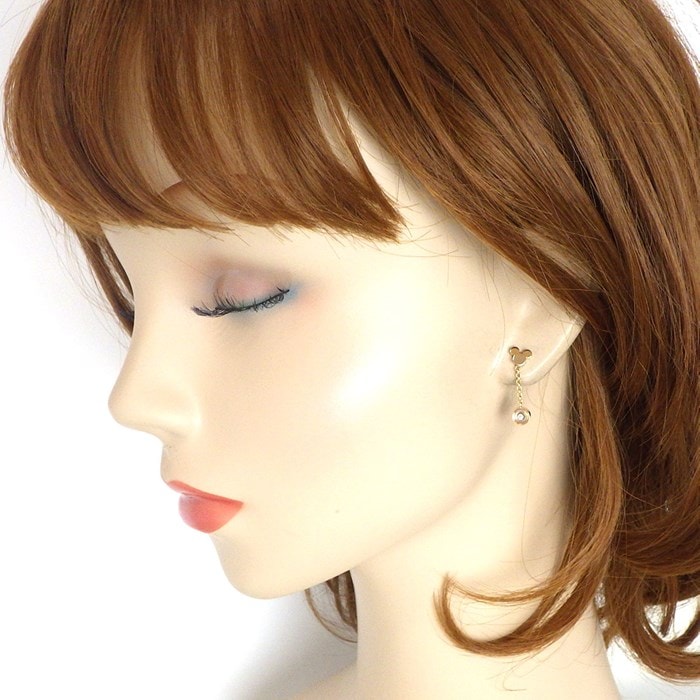 ショパール Chopard ピアス ハッピーミッキー ハッピーダイヤ 3285301 ムービング 2ポイント ダイヤモンド 0.06ct / 0.06ct ホワイト シェル K18PG 白 【箱・保付き】 【中古】