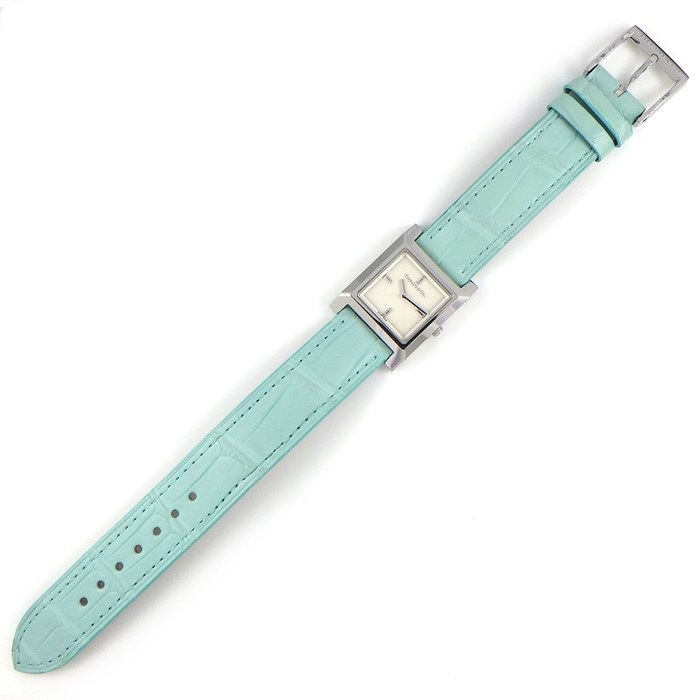 ティファニー Tiffany & Co. 腕時計 メイカーズ スクエア 68122449 4ポイント ダイヤインデックス シルバーギョーシェ文字盤 SS ティファニーブルー アリゲーター レザーベルト クオーツアナログ 【中古】