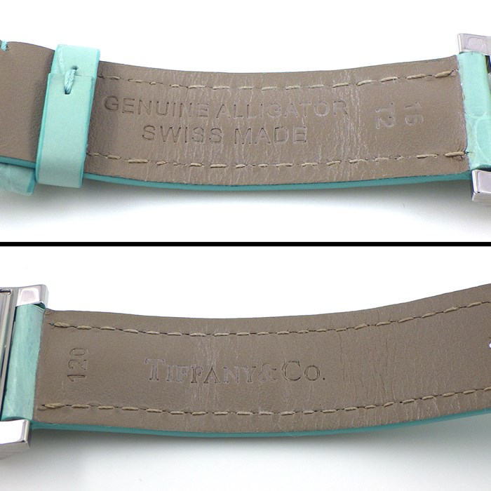 ティファニー Tiffany & Co. 腕時計 メイカーズ スクエア 68122449 4ポイント ダイヤインデックス シルバーギョーシェ文字盤 SS ティファニーブルー アリゲーター レザーベルト クオーツアナログ 【中古】