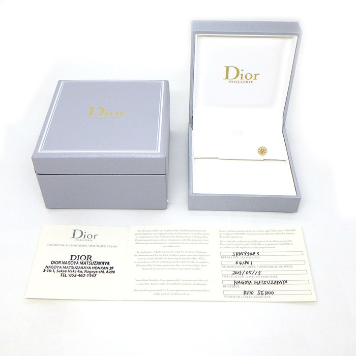 クリスチャンディオール Christian Dior ピアス ローズデヴァン スモール JRDV95083_0000 スター サークル ラウンド 1ポイント ダイヤモンド 0.01ct K18YG ※片方のみ 【箱・保付き】 【中古】