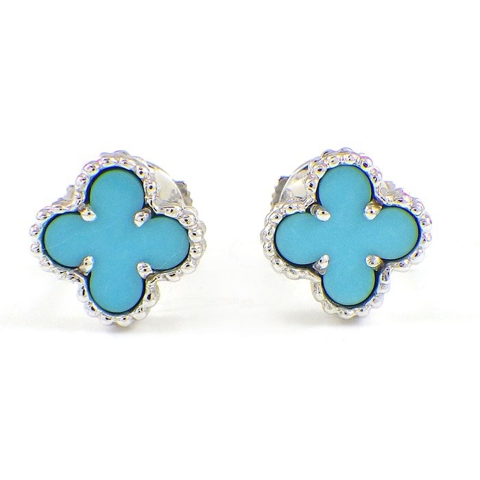 ヴァンクリーフ＆アーペル Van Cleef & Arpels ピアス スウィート アルハンブラ VCARA44500 ターコイズ トルコ石 K18WG 【中古】