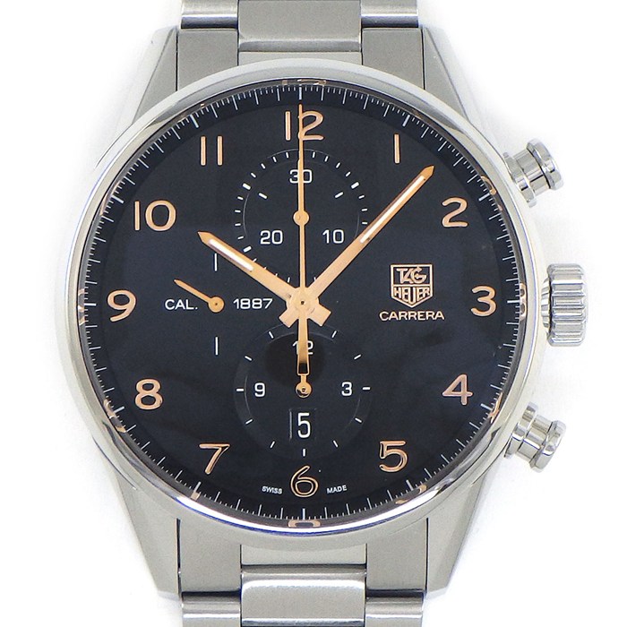 タグ・ホイヤー TAG Heuer 腕時計 カレラ クロノグラフ CAR2014.FC6235 ブラック文字盤 デイト スモールセコンド 裏スケ SS 自動巻き 【中古】
