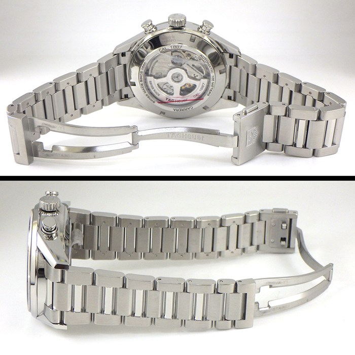 タグ・ホイヤー TAG Heuer 腕時計 カレラ クロノグラフ CAR2014.FC6235 ブラック文字盤 デイト スモールセコンド 裏スケ SS 自動巻き 【中古】