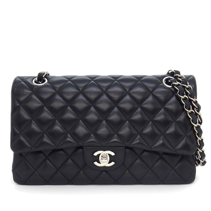 シャネル CHANEL ショルダーバッグ マトラッセ25 11.12 クラシック ハンドバッグ A01112 2019年 ブラック ボルドー ラムスキン 【中古】
