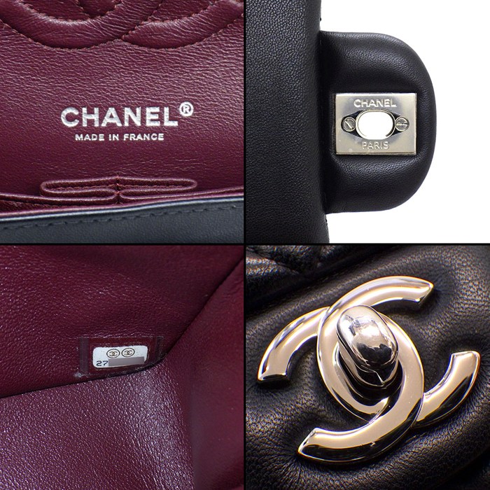 シャネル CHANEL ショルダーバッグ マトラッセ25 11.12 クラシック ハンドバッグ A01112 2019年 ブラック ボルドー ラムスキン 【中古】