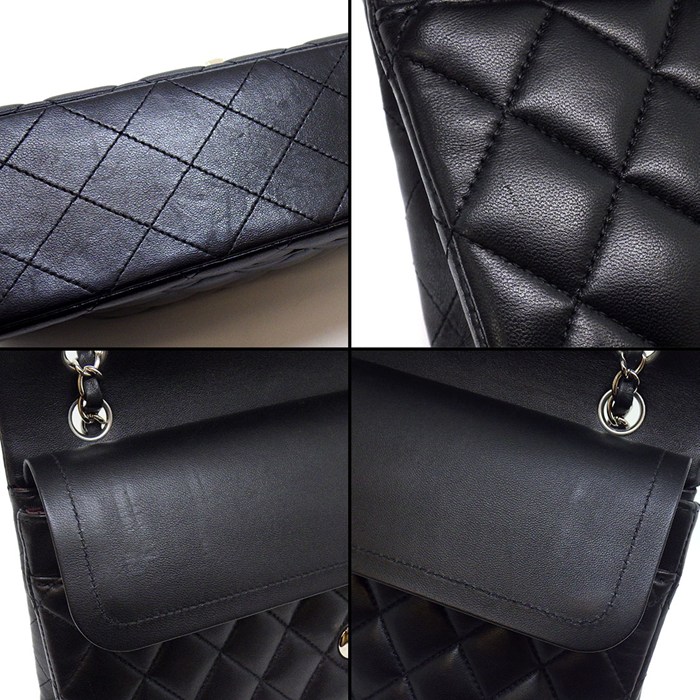 シャネル CHANEL ショルダーバッグ マトラッセ25 11.12 クラシック ハンドバッグ A01112 2019年 ブラック ボルドー ラムスキン 【中古】