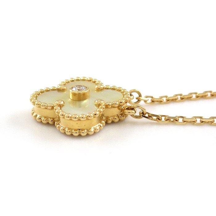 ヴァンクリーフ＆アーペル Van Cleef & Arpels ネックレス ヴィンテージ アルハンブラ VCARP2R700 2018年 ホリデーコレクション クリスマス 限定モデル ゴールドマザーオブパール 1ポイント ダイヤモンド K18YG 【箱・保付き】 【中古】