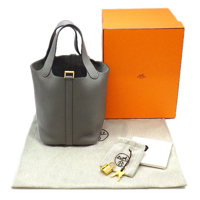 エルメス HERMES ハンドバッグ ピコタン PM 2022年製 グリメイヤー トリヨンクレマンス (牛革) ゴールド金具 【中古】