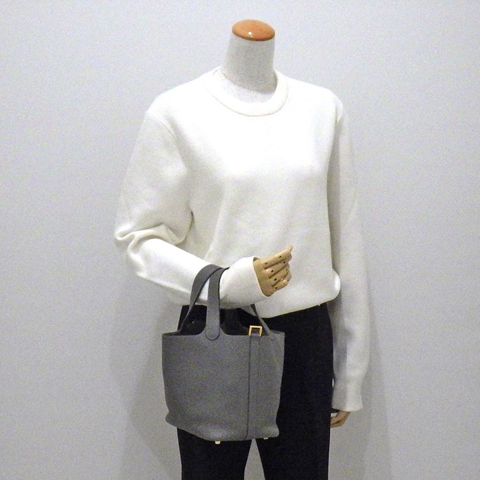 エルメス HERMES ハンドバッグ ピコタン PM 2022年製 グリメイヤー トリヨンクレマンス (牛革) ゴールド金具 【中古】