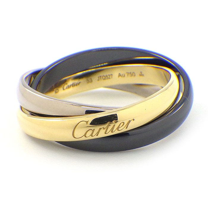 カルティエ Cartier リング トリニティ ブラック セラミック K18YG K18WG 13号 / #53 【中古】
