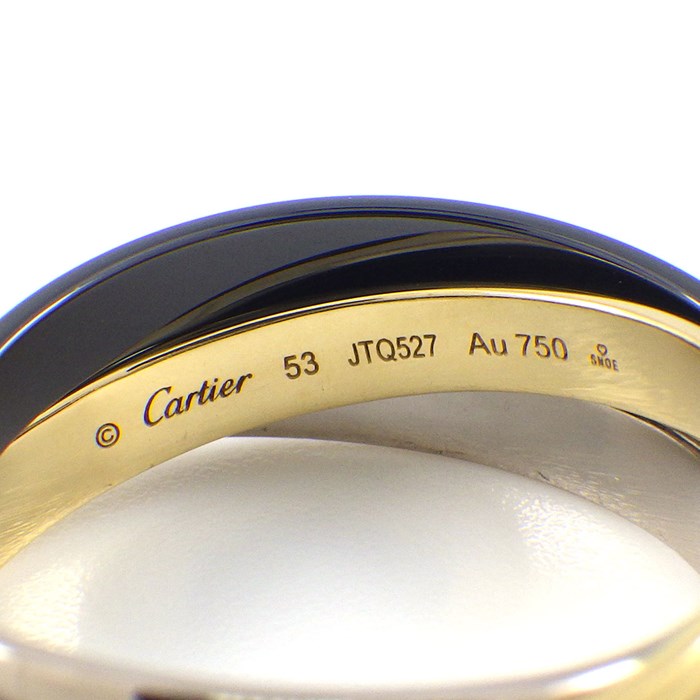 カルティエ Cartier リング トリニティ ブラック セラミック K18YG K18WG 13号 / #53 【中古】