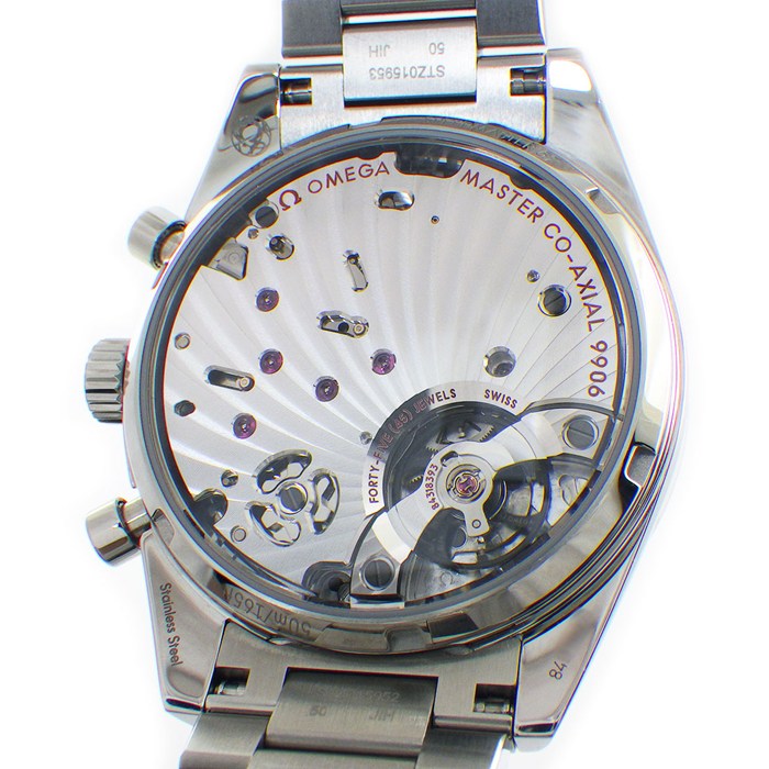 オメガ OMEGA 腕時計 スピードマスター'57 332.10.41.51.11.001 バーガンディ文字盤 デイト クロノグラフ タキメーター スモールセコンド 裏スケ SS 手巻き 【箱・保付き】 【中古】
