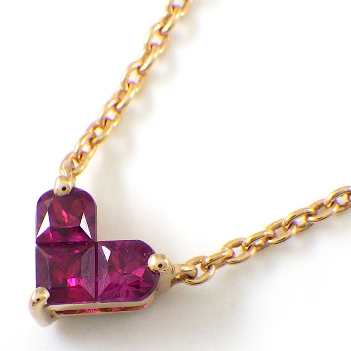 スタージュエリー STAR JEWELRY ネックレス ミステリアス ハート Sサイズ 2ZN2065 3ポイント スクエアカット ルビー 0.18ct K18PG 【中古】