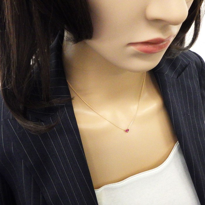 スタージュエリー STAR JEWELRY ネックレス ミステリアス ハート Sサイズ 2ZN2065 3ポイント スクエアカット ルビー 0.18ct K18PG 【中古】