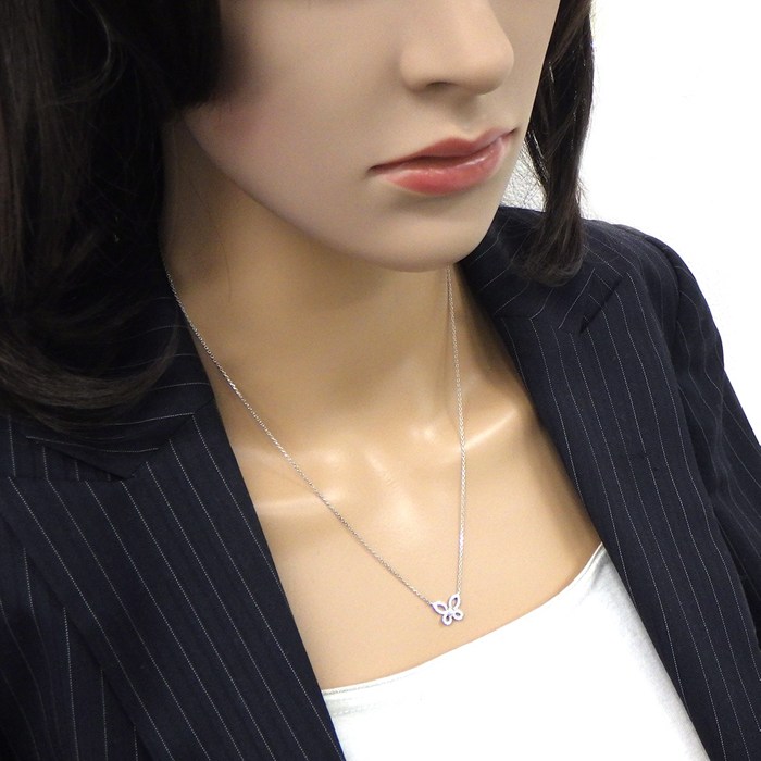 グラフ Graff GRAFF ネックレス ミニバタフライ シルエット RGP808 ダイヤモンド 計0.15ct K18WG 【箱・保付き】 【中古】