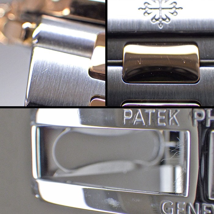 パテック・フィリップ Patek Philippe 腕時計 ノーチラス 5980/1AR-001 生産終了モデル デイト クロノグラフ 裏スケ ストライプ ブルー文字盤 K18PG SS 自動巻き 【箱・保付き】 【中古】