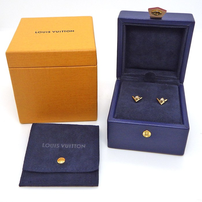 ルイ・ヴィトン LOUIS VUITTON ピアス LV ヴォルト ワン Q96969 2個セット ダイヤモンド 各0.02ct K18YG K18WG 【中古】