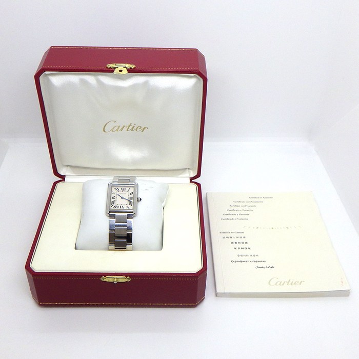 カルティエ Cartier 腕時計 タンク ソロ LM W5200014 レクタンギュラー シルバー文字盤 SS クオーツアナログ 【中古】