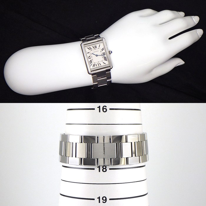 カルティエ Cartier 腕時計 タンク ソロ LM W5200014 レクタンギュラー シルバー文字盤 SS クオーツアナログ 【中古】