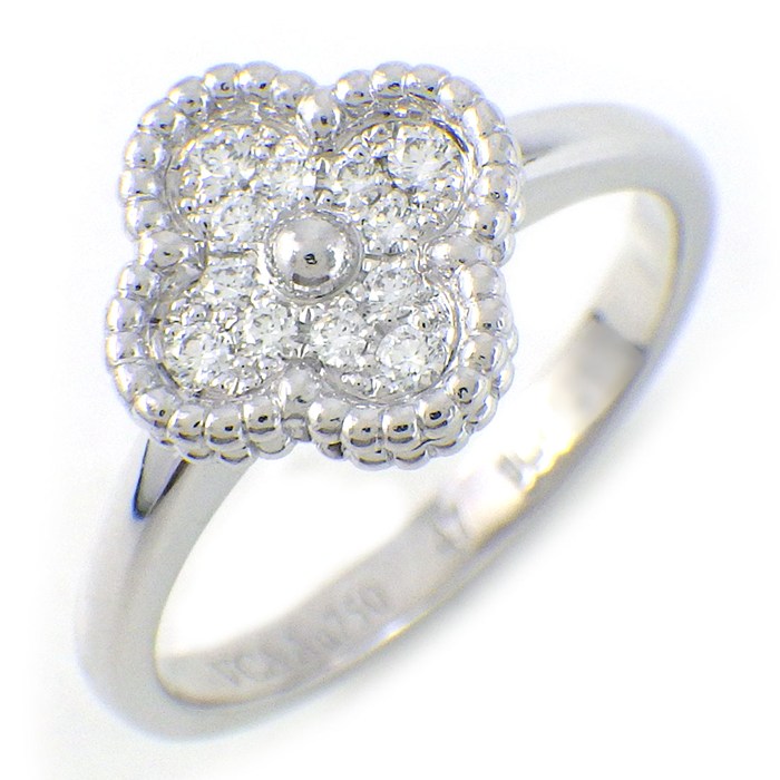 ヴァンクリーフ＆アーペル Van Cleef & Arpels リング スウィートアルハンブラ VCARO85847 12ポイント ダイヤモンド 計0.08ct K18WG 7号 / #47 【中古】