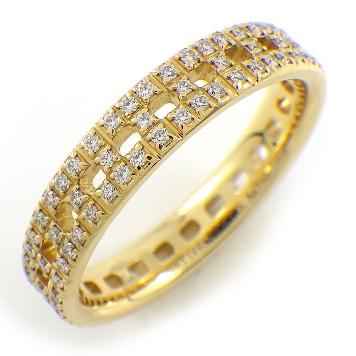 ティファニー Tiffany & Co. リング T トゥルーナロー 幅3.5ｍｍ 67455975 フルサークル パヴェ ダイヤモンド 計0.23ct K18YG 10号 【中古】