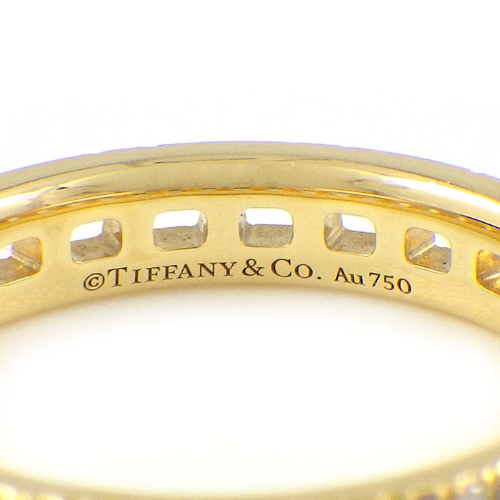ティファニー Tiffany & Co. リング T トゥルーナロー 幅3.5ｍｍ 67455975 フルサークル パヴェ ダイヤモンド 計0.23ct K18YG 10号 【中古】