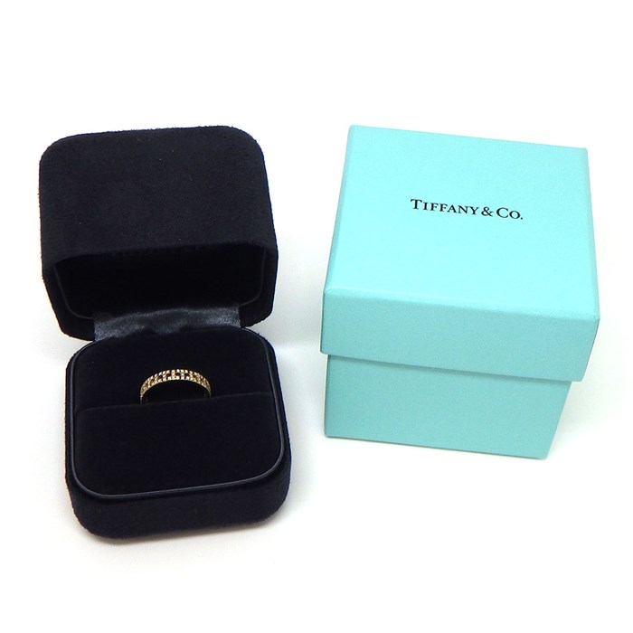 ティファニー Tiffany & Co. リング T トゥルーナロー 幅3.5ｍｍ 67455975 フルサークル パヴェ ダイヤモンド 計0.23ct K18YG 10号 【中古】