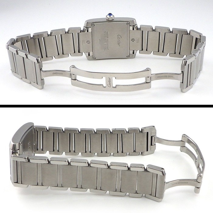 カルティエ Cartier 腕時計 タンク フランセーズ MM W51011Q3 スクエア アイボリー文字盤 ローマンインデックス デイト SS クオーツアナログ 【中古】