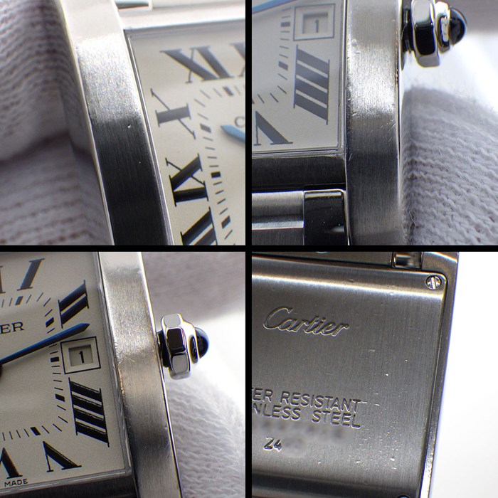 カルティエ Cartier 腕時計 タンク フランセーズ MM W51011Q3 スクエア アイボリー文字盤 ローマンインデックス デイト SS クオーツアナログ 【中古】