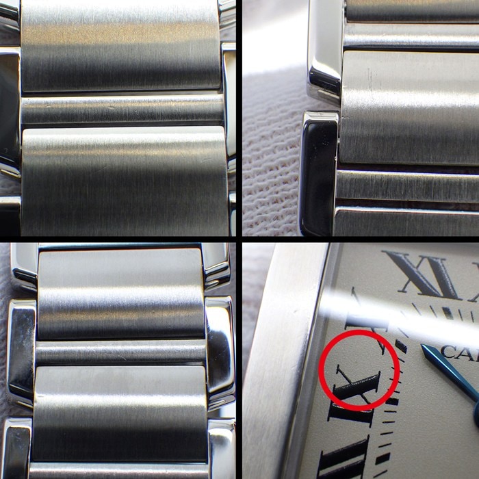 カルティエ Cartier 腕時計 タンク フランセーズ MM W51011Q3 スクエア アイボリー文字盤 ローマンインデックス デイト SS クオーツアナログ 【中古】
