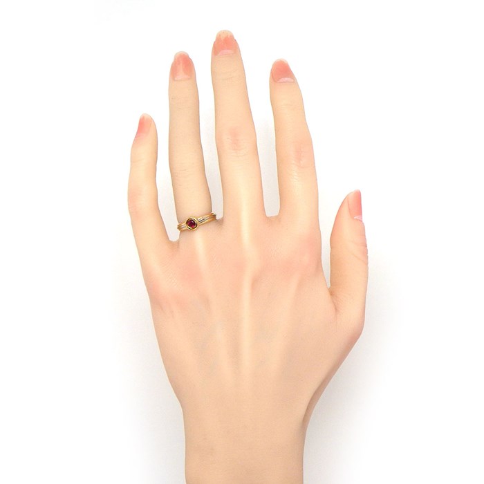 カルティエ Cartier リング モノストーン スリーカラー 1ポイント ルビー K18PG K18WG K18YG 7号 / #47 【中古】
