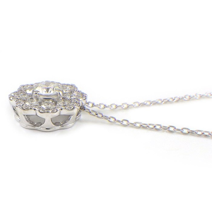ポンテヴェキオ Ponte Vecchio ネックレス フラワー モチーフ パヴェ ダイヤモンド 計0.50ct K18WG 【中古】