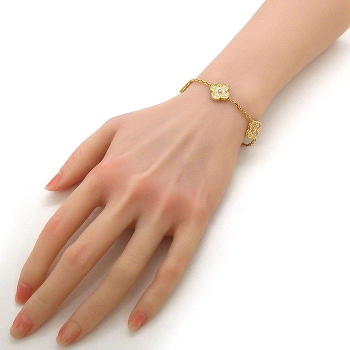 ヴァンクリーフ&アーペル Van Cleef & Arpels ブレスレット ヴィンテージ アルハンブラ 5モチーフ VCARA41400 フル パヴェ ダイヤモンド K18YG 【箱・保付き】 【中古】