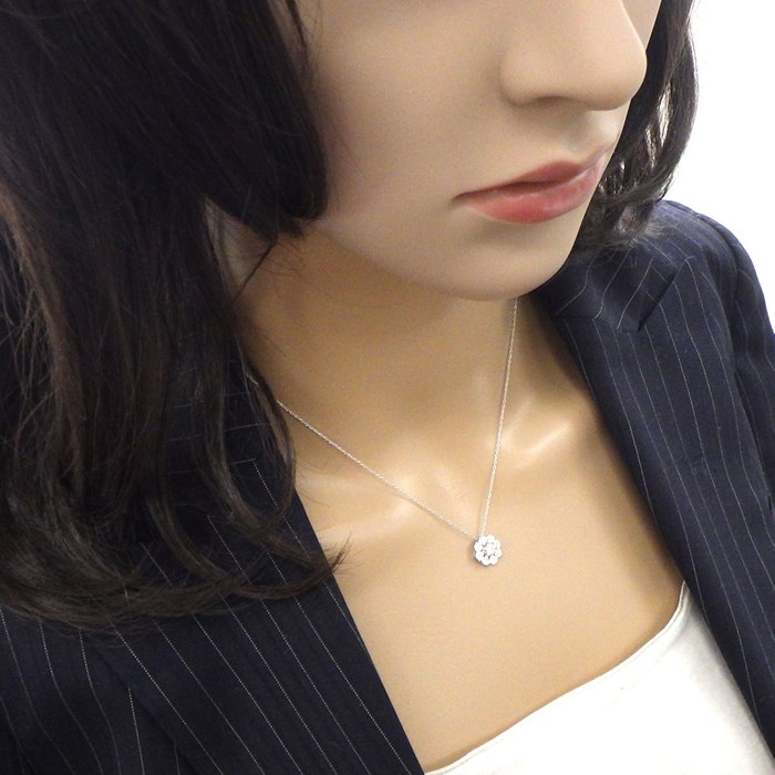 ポンテヴェキオ Ponte Vecchio ネックレス フラワー モチーフ パヴェ ダイヤモンド 計0.50ct K18WG 【中古】
