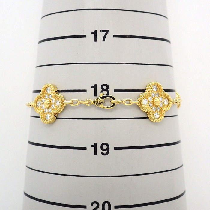 ヴァンクリーフ&アーペル Van Cleef & Arpels ブレスレット ヴィンテージ アルハンブラ 5モチーフ VCARA41400 フル パヴェ ダイヤモンド K18YG 【箱・保付き】 【中古】
