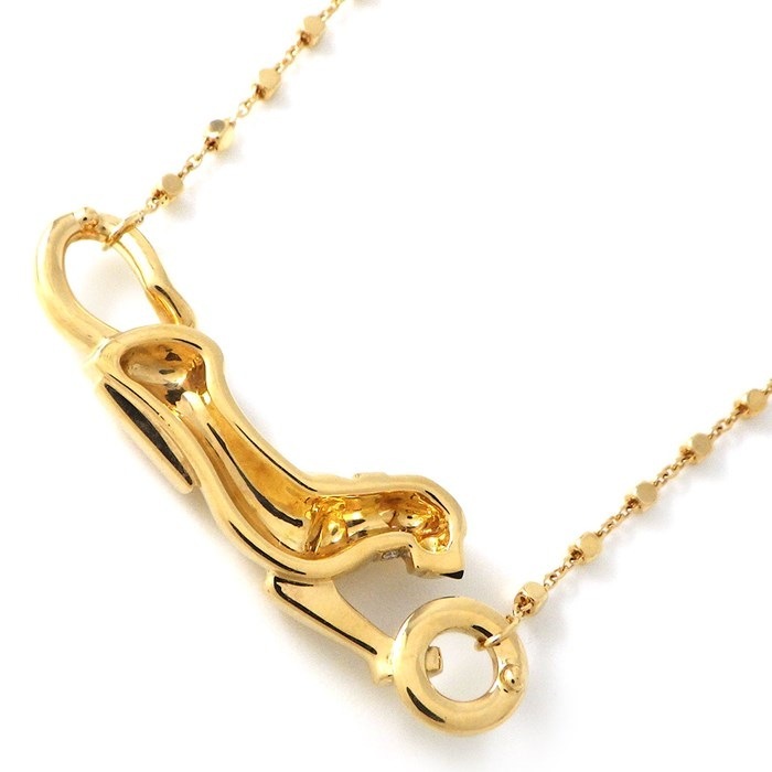 カルティエ Cartier ネックレス パンテール ドゥ B7224737 パンサー モチーフ 19ポイント ダイヤモンド 計0.07ct 1ポイント ツァボライトガーネット K18YG ブラック ラッカー 黒 【中古】