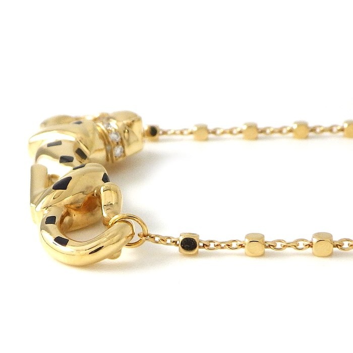 カルティエ Cartier ネックレス パンテール ドゥ B7224737 パンサー モチーフ 19ポイント ダイヤモンド 計0.07ct 1ポイント ツァボライトガーネット K18YG ブラック ラッカー 黒 【中古】