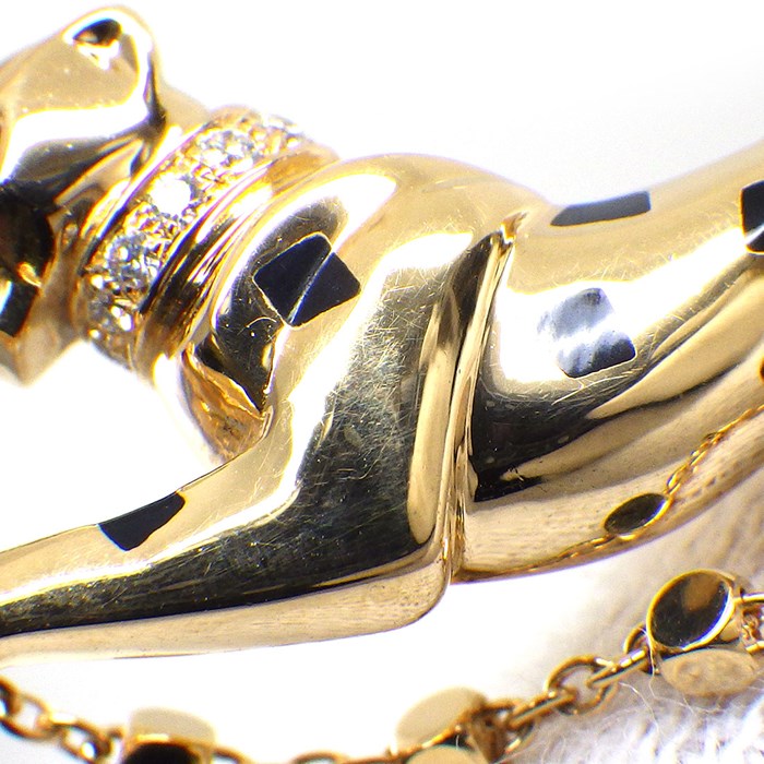 カルティエ Cartier ネックレス パンテール ドゥ B7224737 パンサー モチーフ 19ポイント ダイヤモンド 計0.07ct 1ポイント ツァボライトガーネット K18YG ブラック ラッカー 黒 【中古】