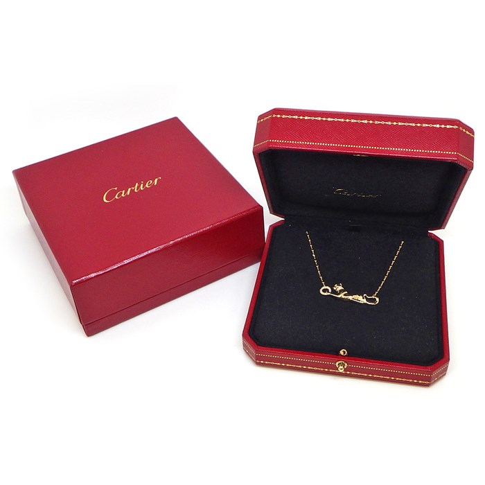 カルティエ Cartier ネックレス パンテール ドゥ B7224737 パンサー モチーフ 19ポイント ダイヤモンド 計0.07ct 1ポイント ツァボライトガーネット K18YG ブラック ラッカー 黒 【中古】