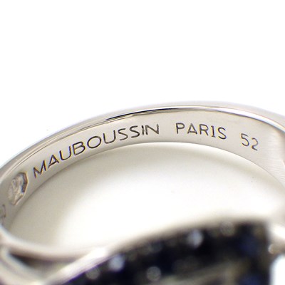 モーブッサン MAUBOUSSIN リング テルマン スプティル プール モア トライアングル モチーフ 2ポイント トリリアントカット アクアマリン 30ポイント サファイア 36ポイント アメジスト 6ポイント ダイヤモンド K18WG 11.5号 / #52 【中古】