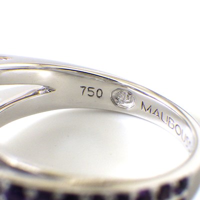 モーブッサン MAUBOUSSIN リング テルマン スプティル プール モア トライアングル モチーフ 2ポイント トリリアントカット アクアマリン 30ポイント サファイア 36ポイント アメジスト 6ポイント ダイヤモンド K18WG 11.5号 / #52 【中古】